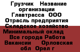 Грузчик › Название организации ­ Главтрасса, ООО › Отрасль предприятия ­ Складское хозяйство › Минимальный оклад ­ 1 - Все города Работа » Вакансии   . Орловская обл.,Орел г.